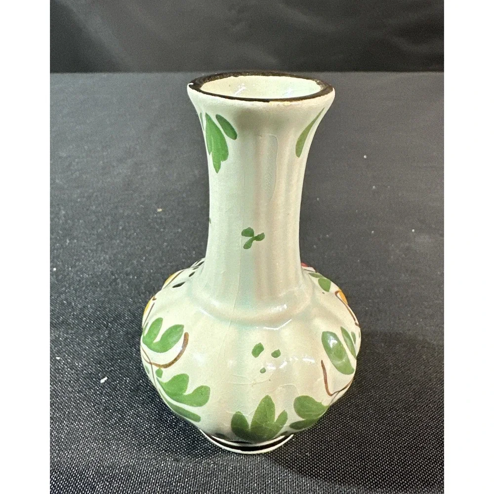 Vintage Dutch Delft Polychrome Hand Painted Floral Bud Vase Holland 4
